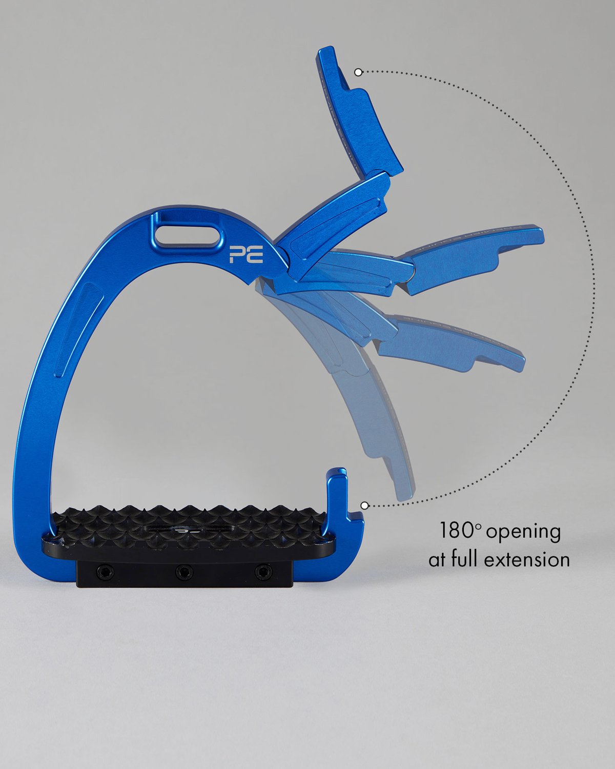 Premier Equine Intego Duo Blue Safety Stirrups: 180° Opening, Anti-Slip Tread - Equestrian Horse Riding Equipment