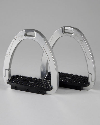Premier Equine Intego Duo Safety Stirrups Silver: Equestrian Equipment for Horse Riding Safety and Superior Grip