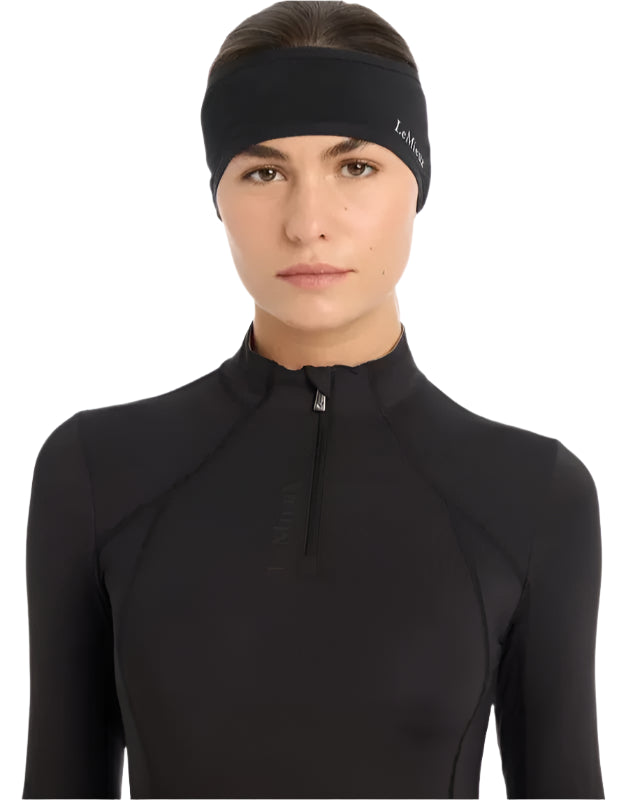 LeMieux Black Ear Warmer Headband for Women Riders | Fleece Lined