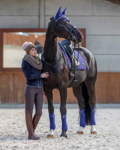 LeMieux Loire Polo Bandages Ink Blue: Horse Leg Wraps with Rider. Equestrian Riding Equipment for Exercise and Support.