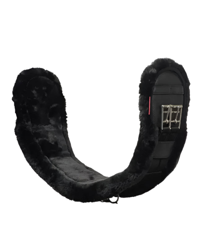 LeMieux Integrated Dressage Girth Black - Equiflair Saddlery | Black Horse Girth with Faux Fur Lining