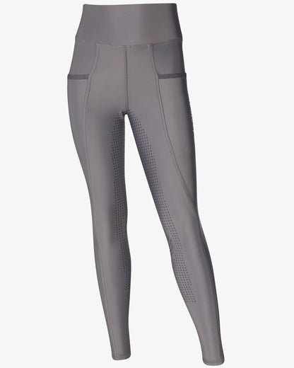 LEMIEUX Young Rider Pull On Breeches Slate - Comfortable equestrian riding leggings with phone pockets and full seat grip.