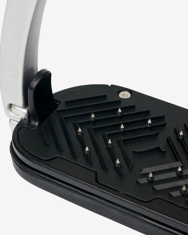 LeMieux Vector Control Stirrup: Close-up of Footplate with Pins - Equestrian Riding Safety Equipment