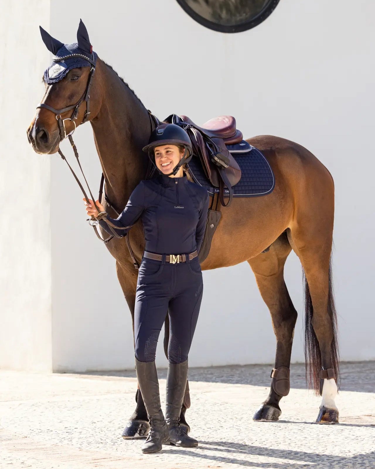 LeMieux Mia Mesh Long Sleeve Base Layer in Navy: Equestrian Style for Active Riders | Equiflair