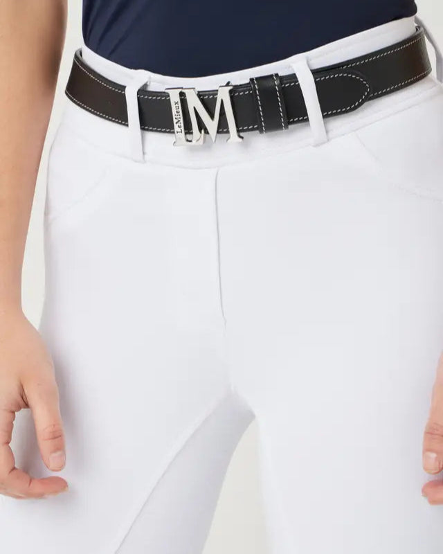 LeMieux Monogram Belt in Black - Equestrian Style Belt with Silver Buckle - Women's Riding Belt