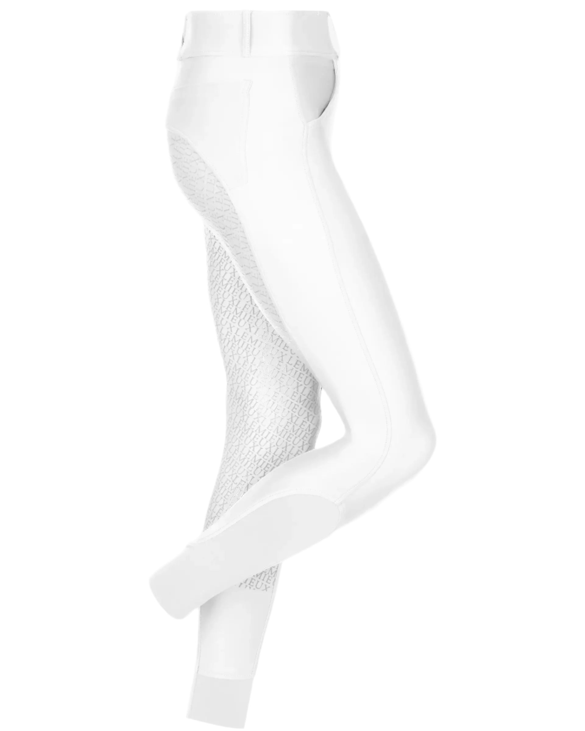 White Lemieux Demi Pull On Breggings, Full Seat Silicone Grip, Horse Riding Leggings