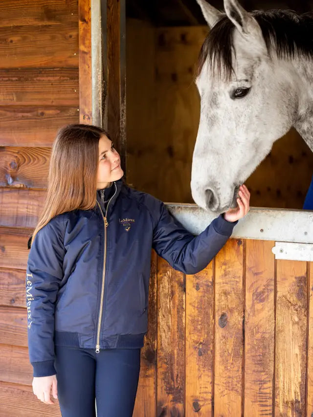 LEMIEUX Young Rider Elite Navy Jacket with Girl and Horse at Equiflair