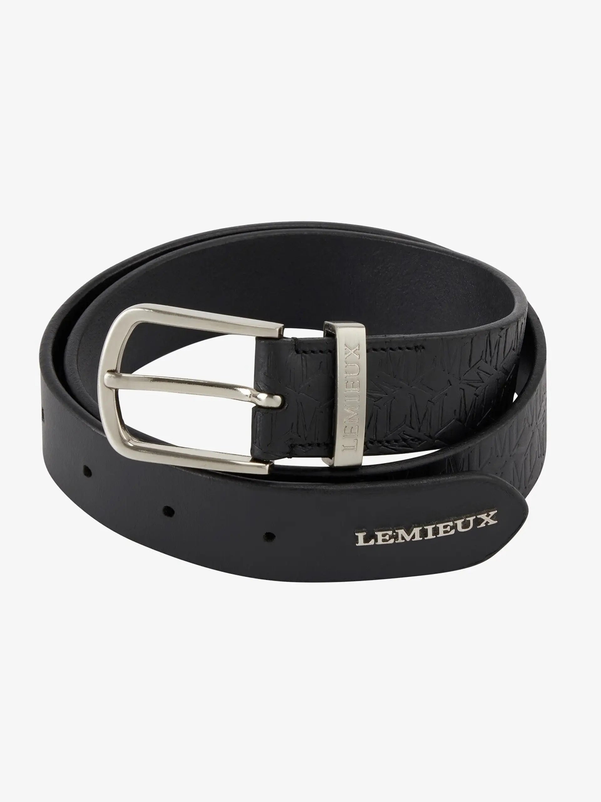 Lemieux Black Leather Belt with Debossed Logo | Stylish Equestrian Riding Belt