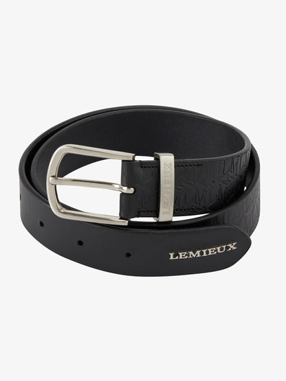 Lemieux Black Leather Belt with Debossed Logo | Stylish Equestrian Riding Belt