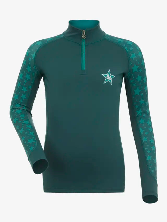 Lemieux Mini Base Layer Spruce: Kids Equestrian Top with Star Sleeves - Shop Now!