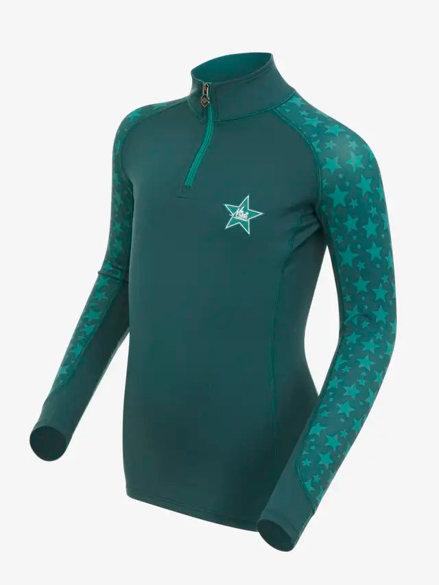 LEMIEUX MINI BASE LAYER SPRUCE - Equestrian Kids Riding Top with Star Pattern