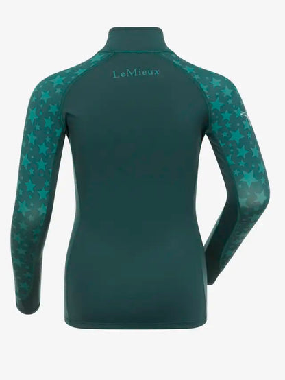 LEMIEUX Mini Base Layer Spruce Green Star Pattern | Equestrian Kids Long Sleeve Shirt
