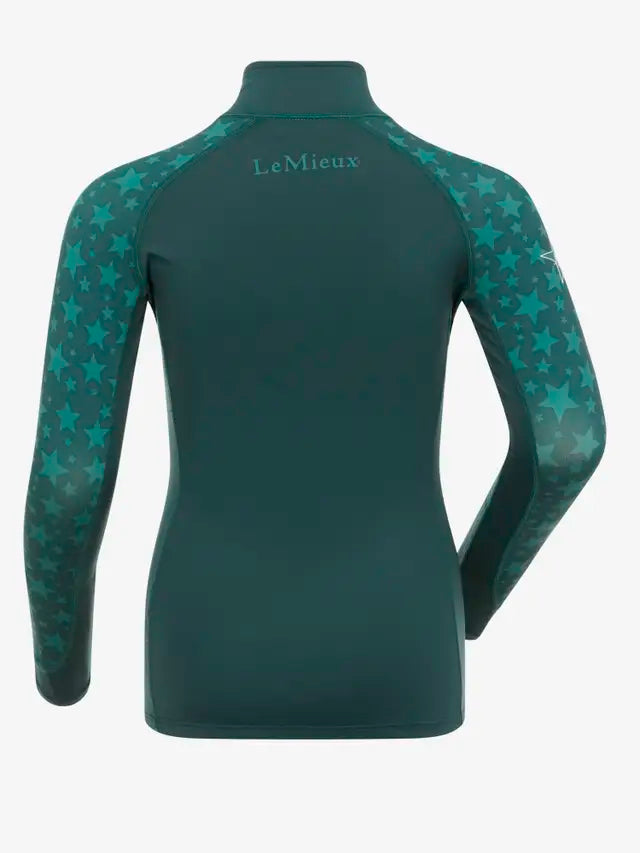 LEMIEUX Mini Base Layer Spruce Green Star Pattern | Equestrian Kids Long Sleeve Shirt