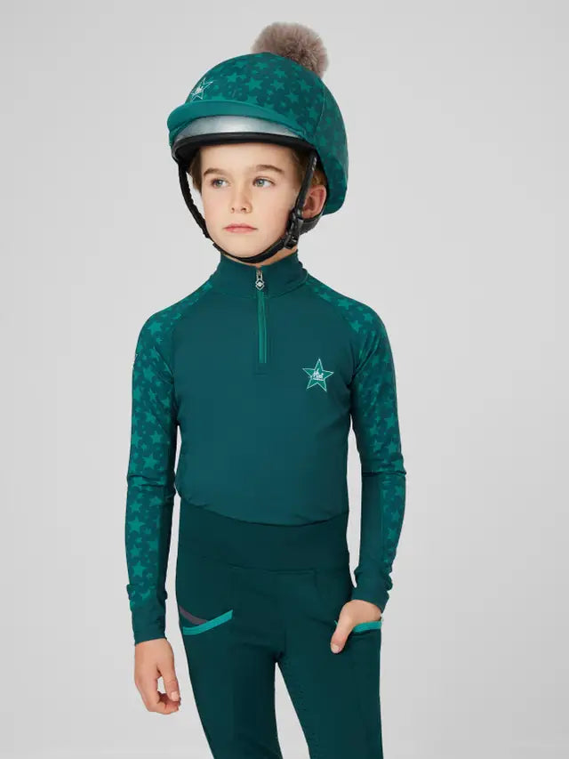 LeMieux Mini Spruce Base Layer & Riding Helmet: Kids Equestrian Apparel. Equiflair image.