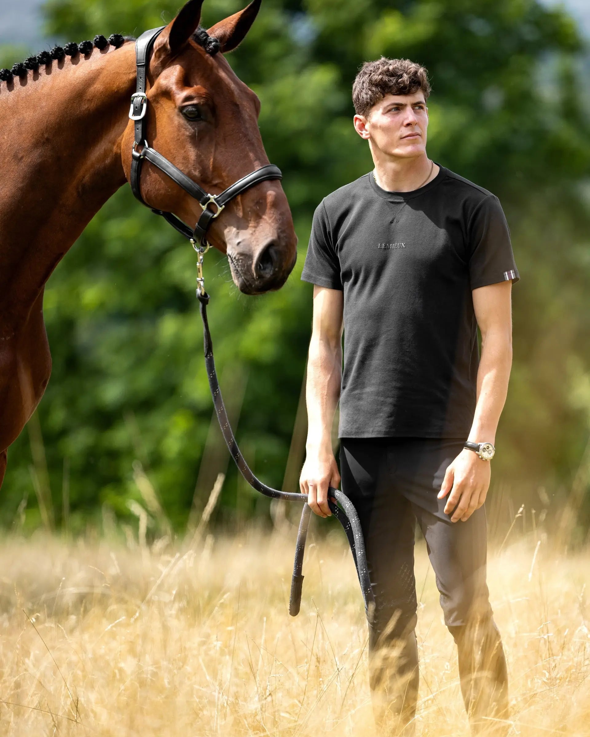 Lemieux Men's Black T-Shirt with Horse | Equestrian Apparel | Equiflair Saddlery