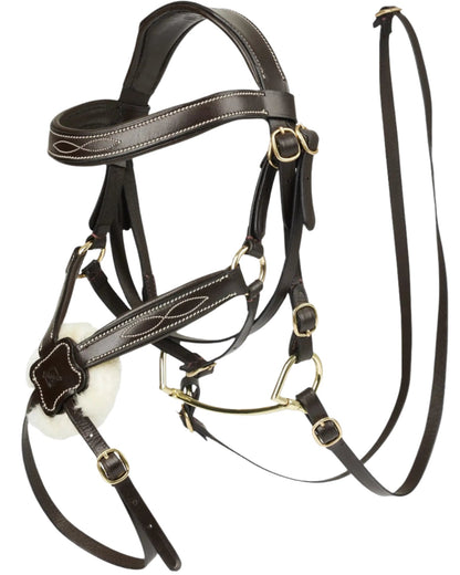 LEMIEUX Hobby Horse Grackle Bridle - Brown Leather Horse Tack with White Padding