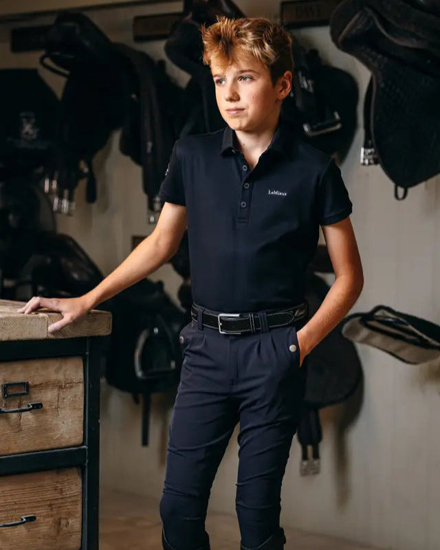 LEMIEUX Young Rider Boys Breech Navy Equestrian Apparel: Comfortable and Stylish Riding Pants for Young Riders.