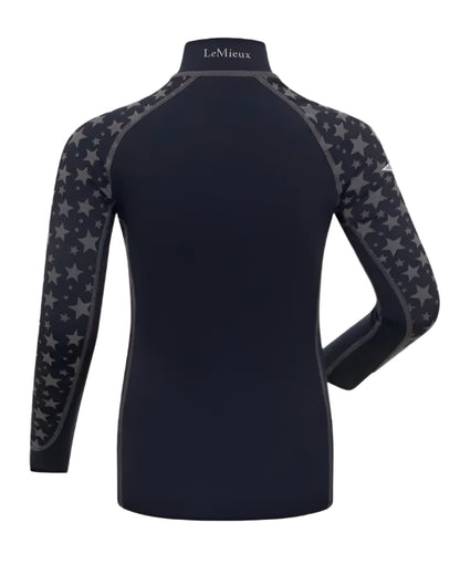 LeMieux Mini Reflective Print Base Layer - Indigo Equestrian Long Sleeve Shirt with UV Protection and Moisture-Wicking
