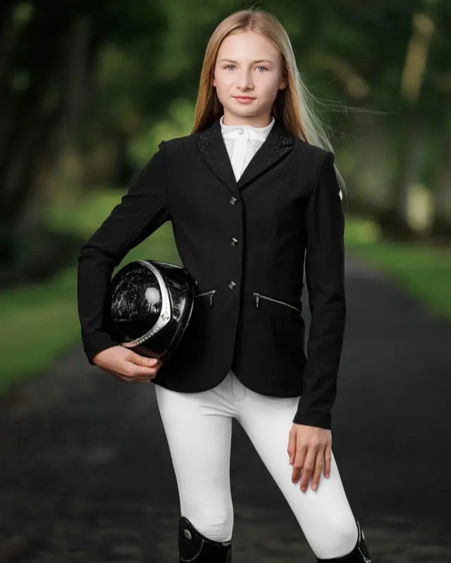 LeMieux Junior Pro Show Jacket Black: Young Equestrian Rider Competition Apparel.