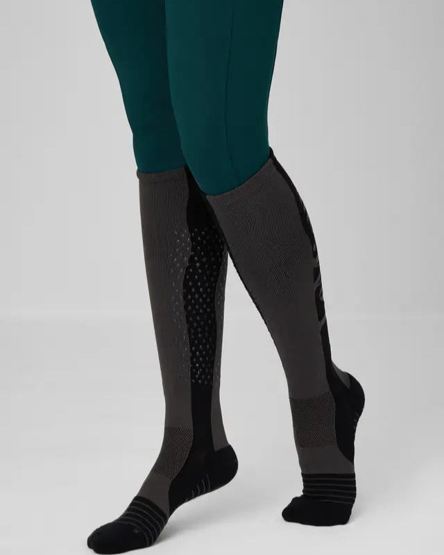 LEMIEUX SILICONE PERFORMANCE SOCK GRAPHITE: Equestrian Riding Socks with Silicone Grip for Boots. Equiflair.