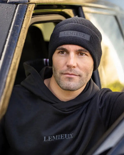 LEMIEUX Mens Black Beanie - Rib Knit, Micro-Fleece Lined for Warmth & Style | Equiflair