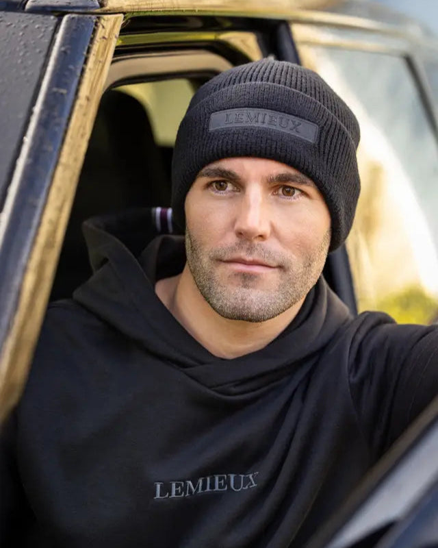 LEMIEUX Mens Black Beanie - Rib Knit, Micro-Fleece Lined for Warmth & Style | Equiflair