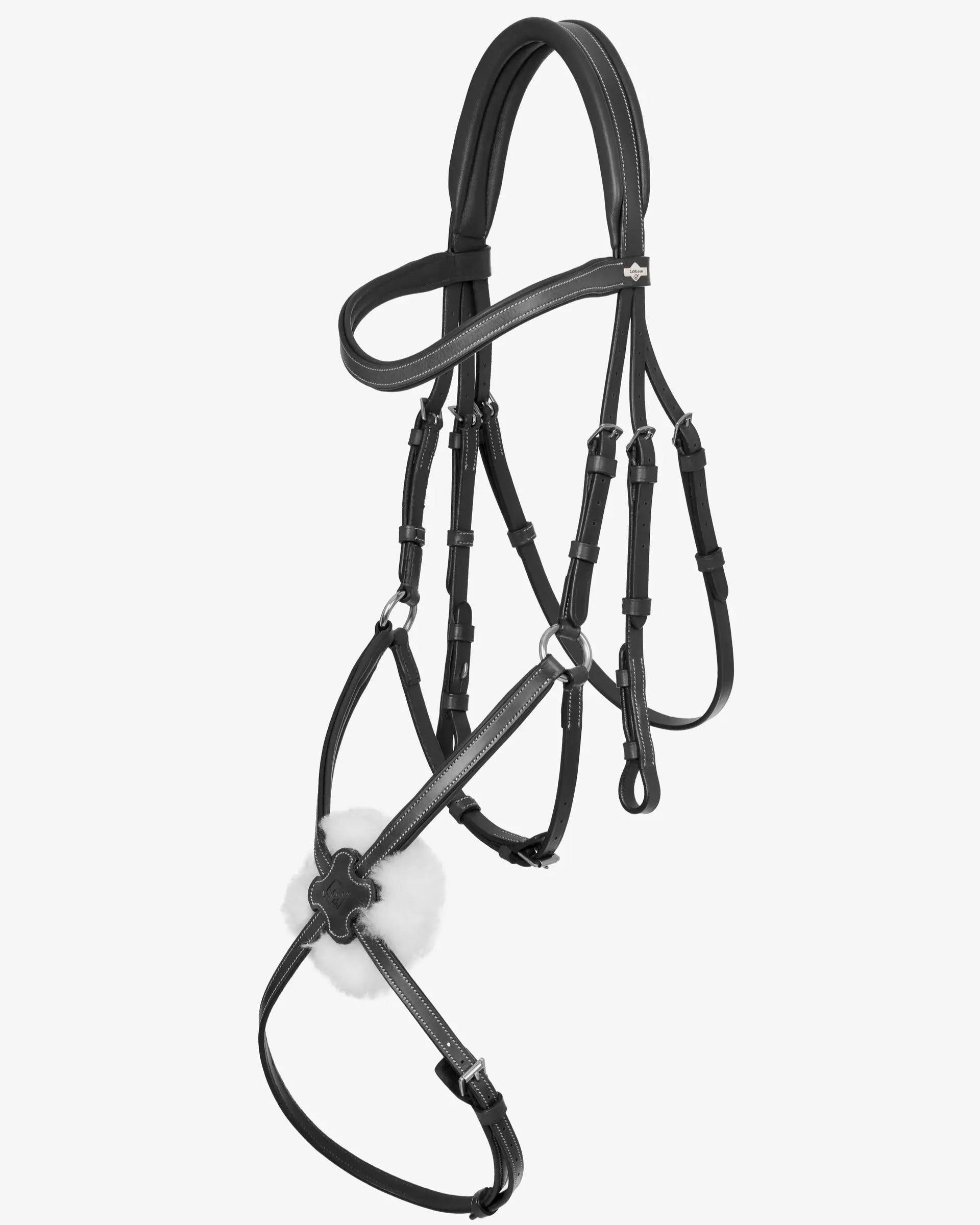 LEMIEUX ARIKA Grackle Bridle Black/Silver - Horse Bridle with Padded Headpiece and Removable Wool Pad
