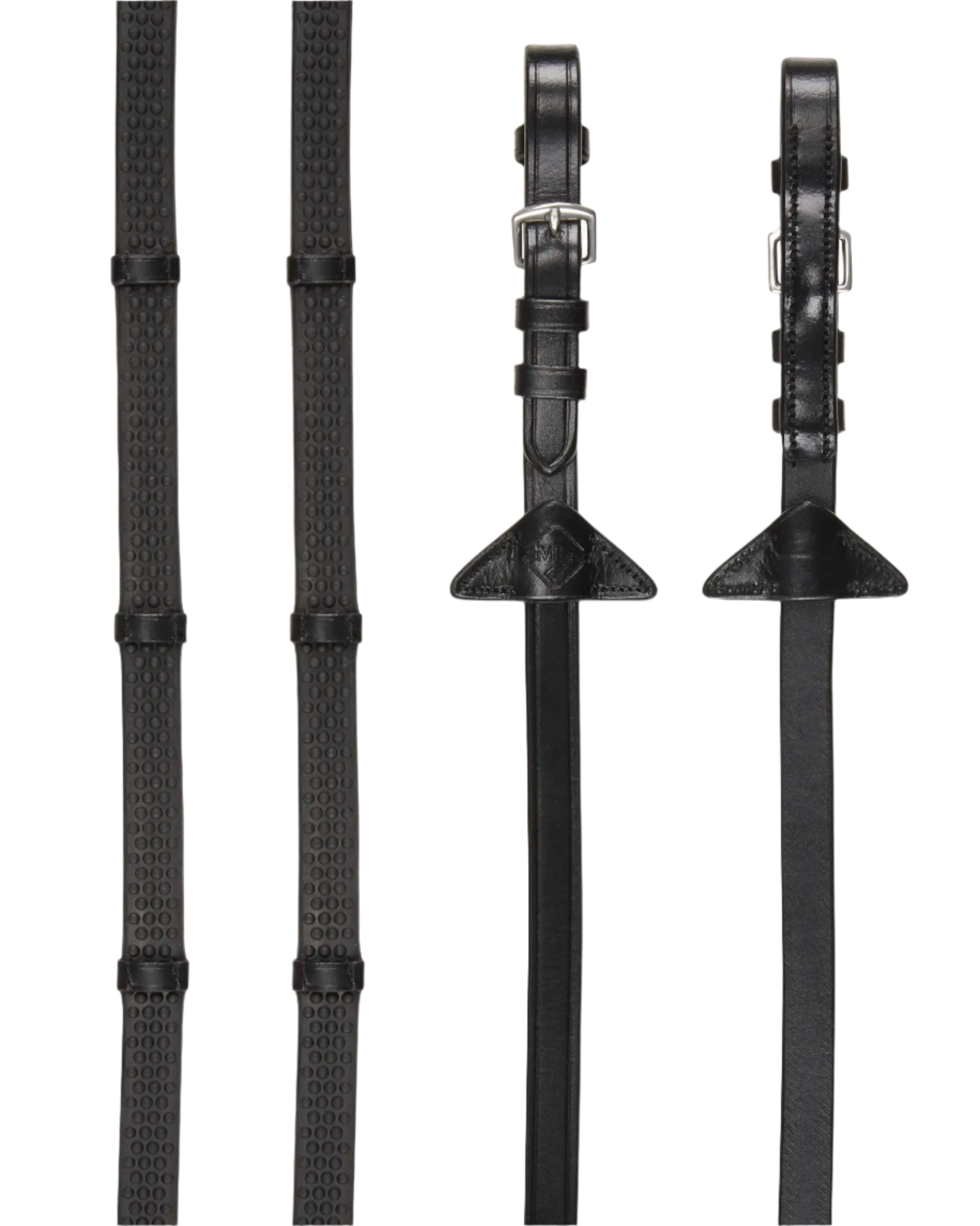 LeMieux Soft Rubber Reins with Stoppers Black/Silver