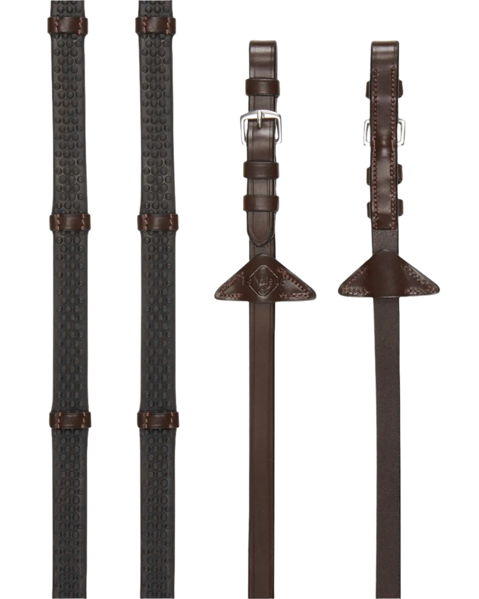 LeMieux Soft Rubber Reins with Stoppers Havana/Silver