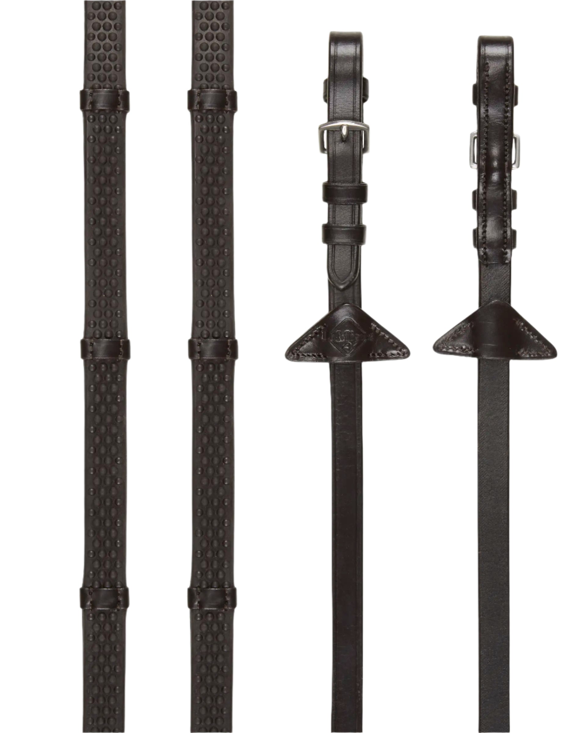 LeMieux Soft Rubber Reins with Stoppers Brown/Silver