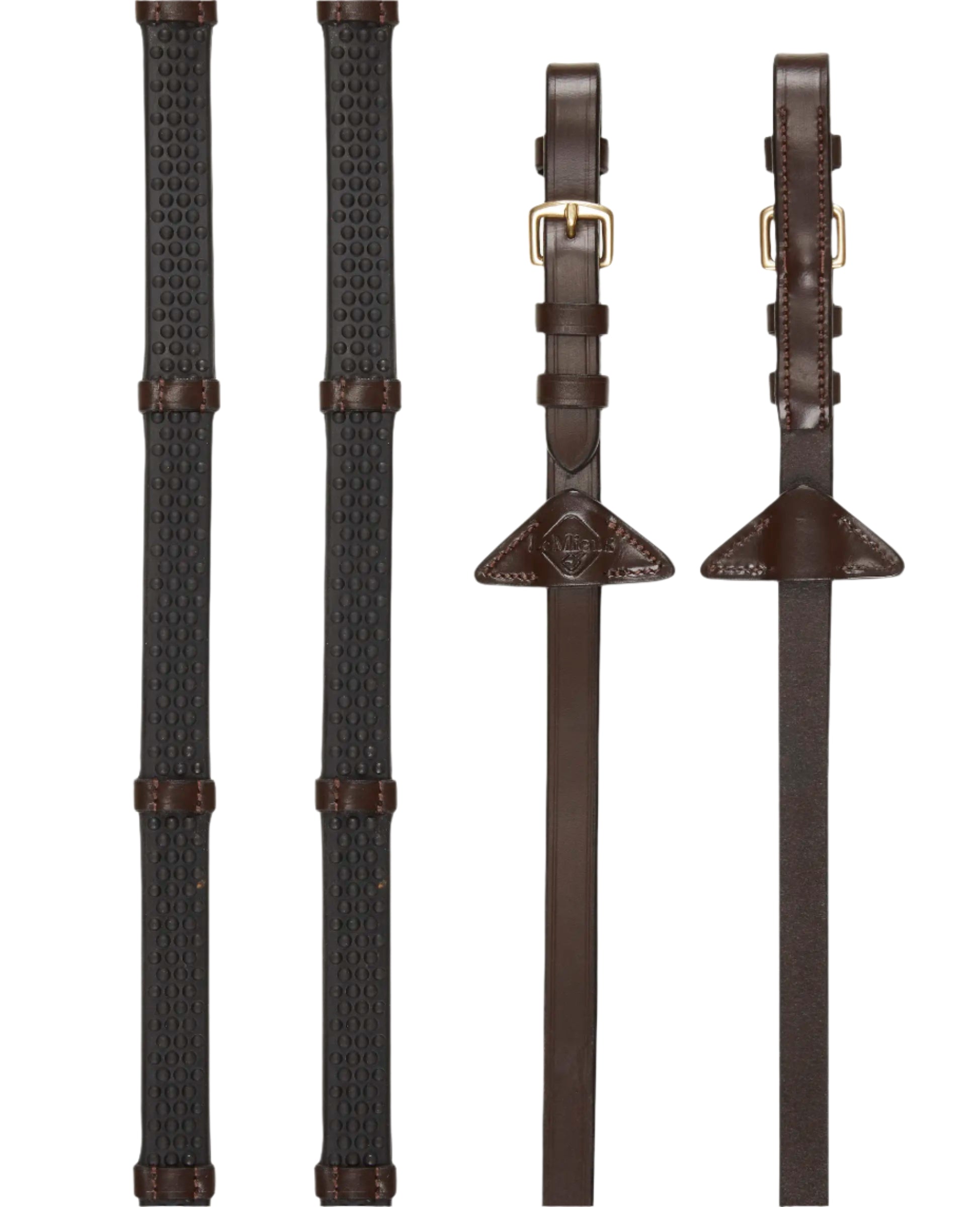 LeMieux Soft Rubber Reins with Stoppers Havana/Brass