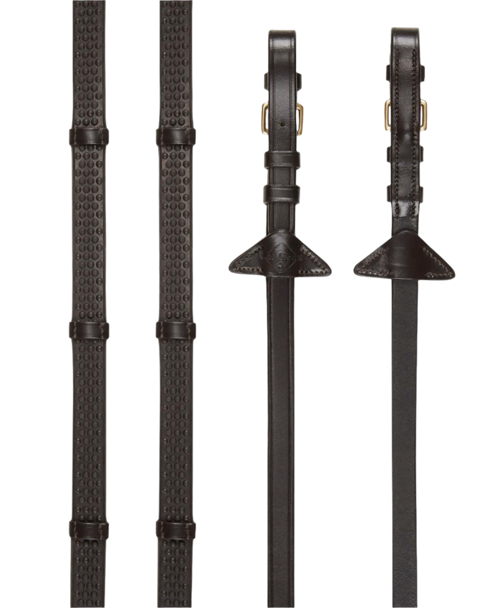 LeMieux Soft Rubber Reins with Stoppers Brown/Brass