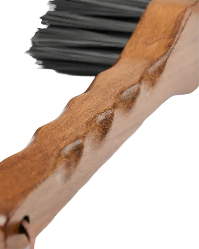 LEMIEUX ARTISAN Hoof Pick Brown - Equiflair. Brown wood handle hoof cleaning tool close-up for horses and ponies. Durable & comfy grip.