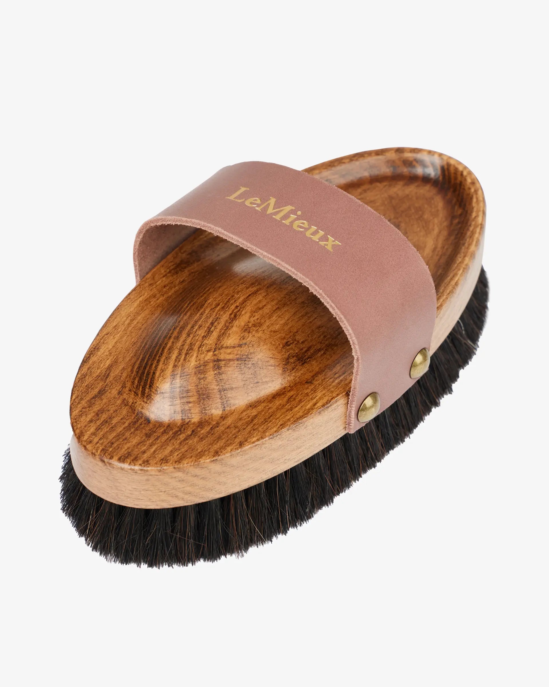 LeMieux Artisan Lambswool Body Brush - Brown - Equine Grooming Brush with Leather Strap
