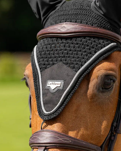 LeMieux Puissance Black Fly Hood for Horses | Ear Net Protection