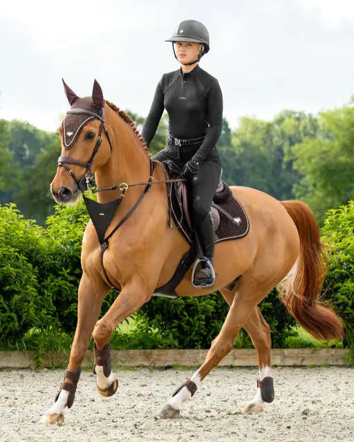 Equestrian Image: Horse and Rider with LeMieux Puissance Suede Saddle Pad, Showjumping