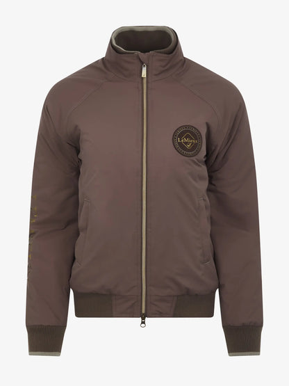 LeMieux Elite Crew Jacket Walnut: Waterproof, Wind Resistant Ladies Equestrian Jacket with Gold Details.