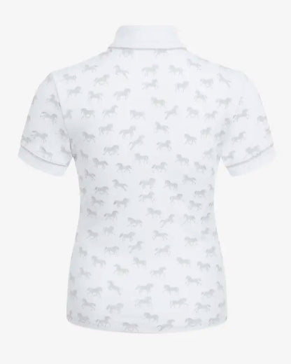 LEMIEUX Mini Bella Show Shirt - White with Ponies Print for Girls - Equestrian Apparel