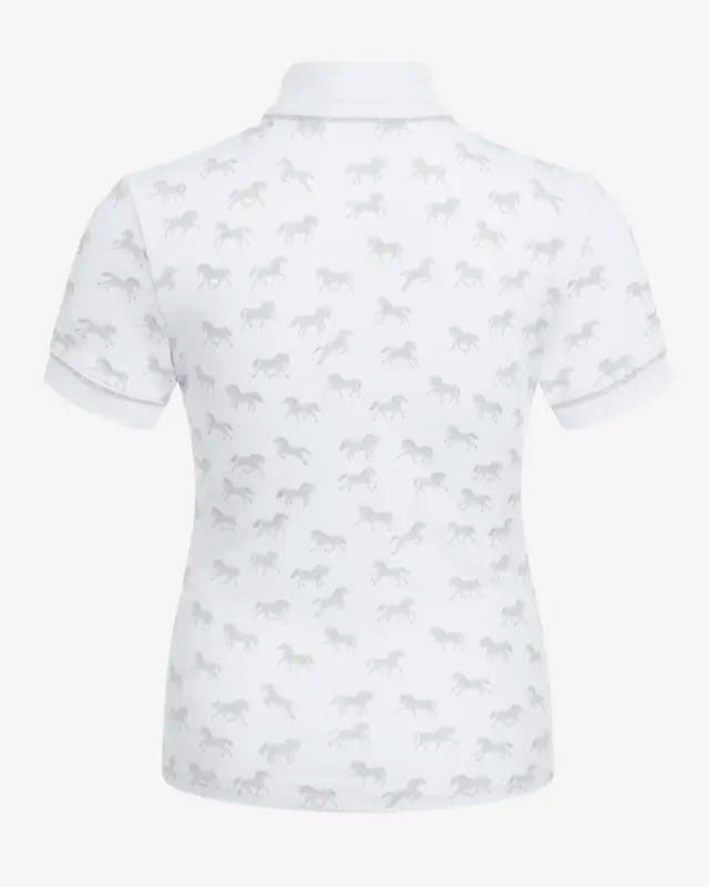 LEMIEUX Mini Bella Show Shirt - White with Ponies Print for Girls - Equestrian Apparel