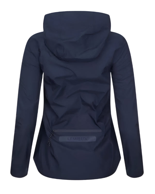 Lemieux Isla Navy Waterproof Riding Jacket - Back View, Packable, Windproof, Breathable, Equiflair