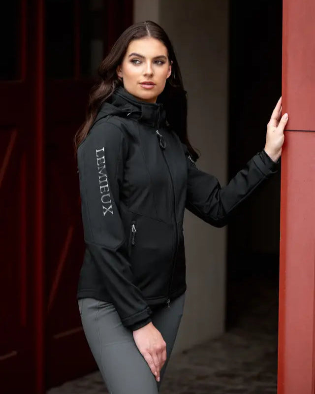 LEMIEUX CELINE Soft Shell Jacket Black - Water Resistant Equestrian Riding Jacket - Equiflair