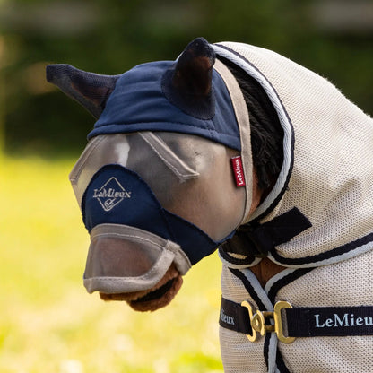 LEMIEUX Toy Pony Fly Mask Navy: Mini Horse Fly Protection, Mesh Ears & Fleece Trim