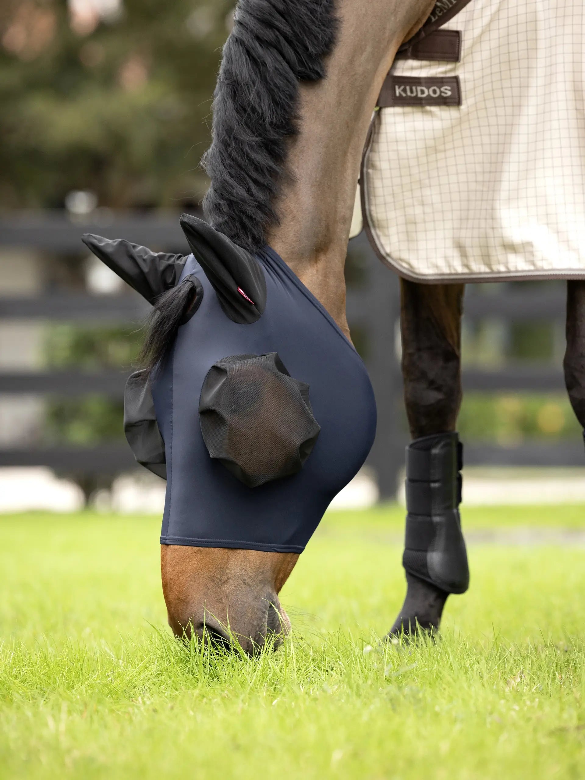 Lemieux Bug Relief Navy Fly Mask for Horses: UV Protection, Comfortable Fit