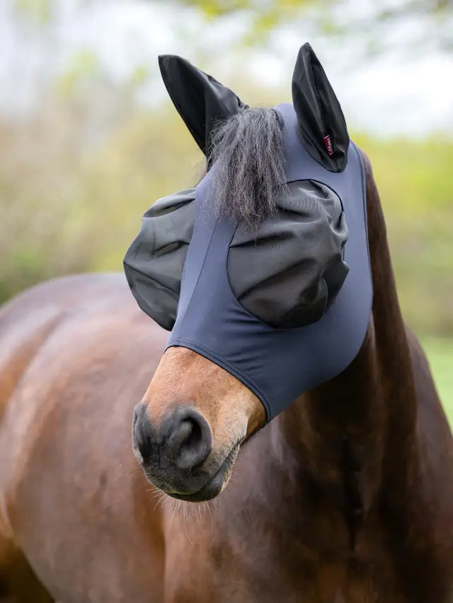 LeMieux Horse Fly Mask - Bug Relief Half Mask in Navy - Horse Protection from Bugs