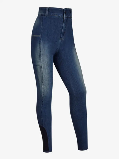 Lemieux Young Rider Annie Denim Breggings - Dark Wash Equestrian Riding Leggings with Full Seat Grip
