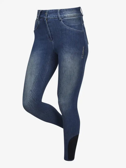LeMieux Anneka Denim Breeches Navy: Stylish Women's Riding Breeches with Jeans Look and Full Seat Silicone Grip from Equiflair