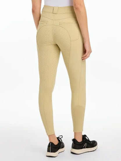 LEMIEUX FREYA PRO BREECHES Beige: High-Waisted Equestrian Riding Breeches with Full Seat Silicone Grip