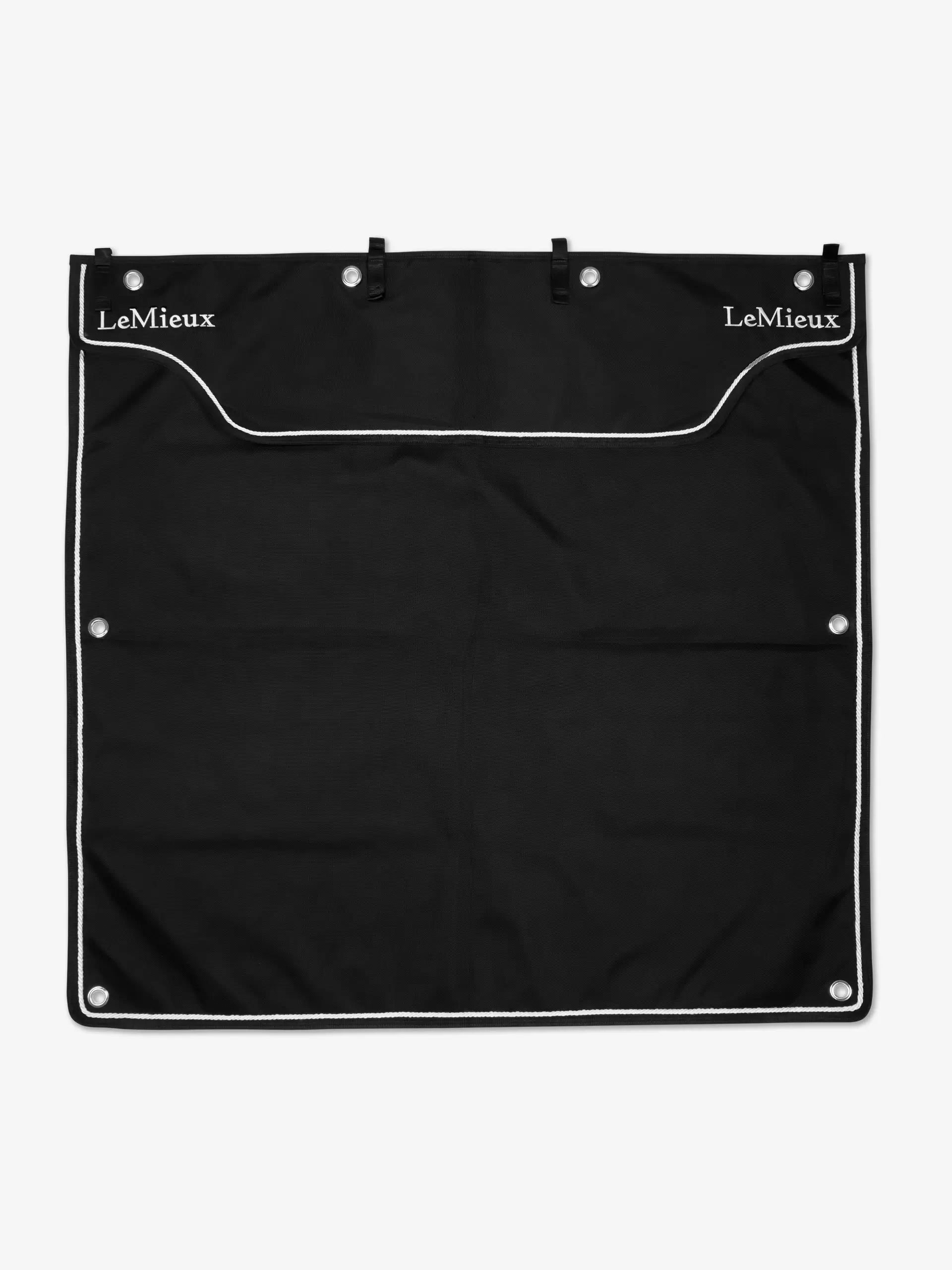 LEMIEUX Black Show Stable Drape: Professional equestrian stall decoration with secure hanging features. Equiflair Saddlery.