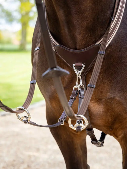 LEMIEUX ARIKA Elasticated Breastplate Havana/Silver - Horse Tack Leather Breastplate Equiflair