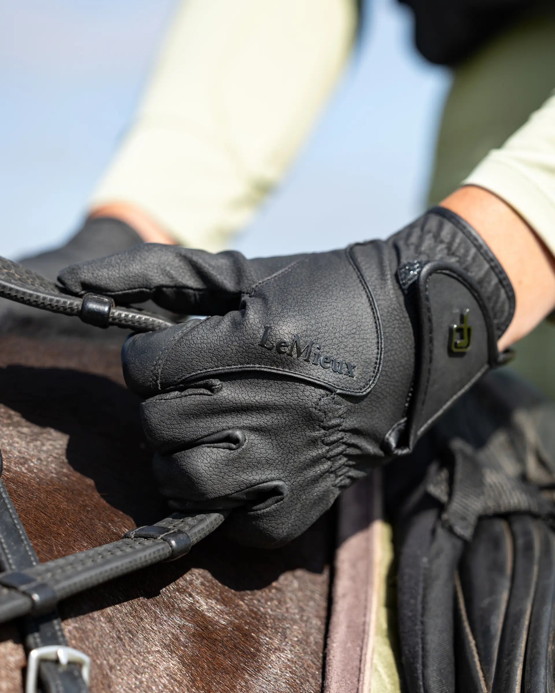 LeMieux Close Contact Riding Gloves - Black Leather Equestrian Gloves for Sensitive Rein Communication | Equiflair Saddlery